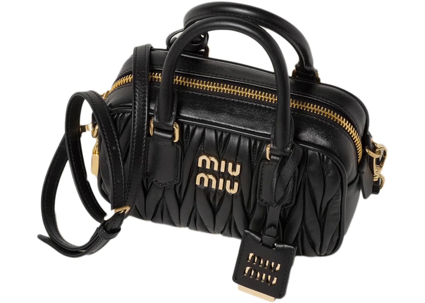 Miu Miu Matelasse Nappa Leather Top-Handle Bag Black