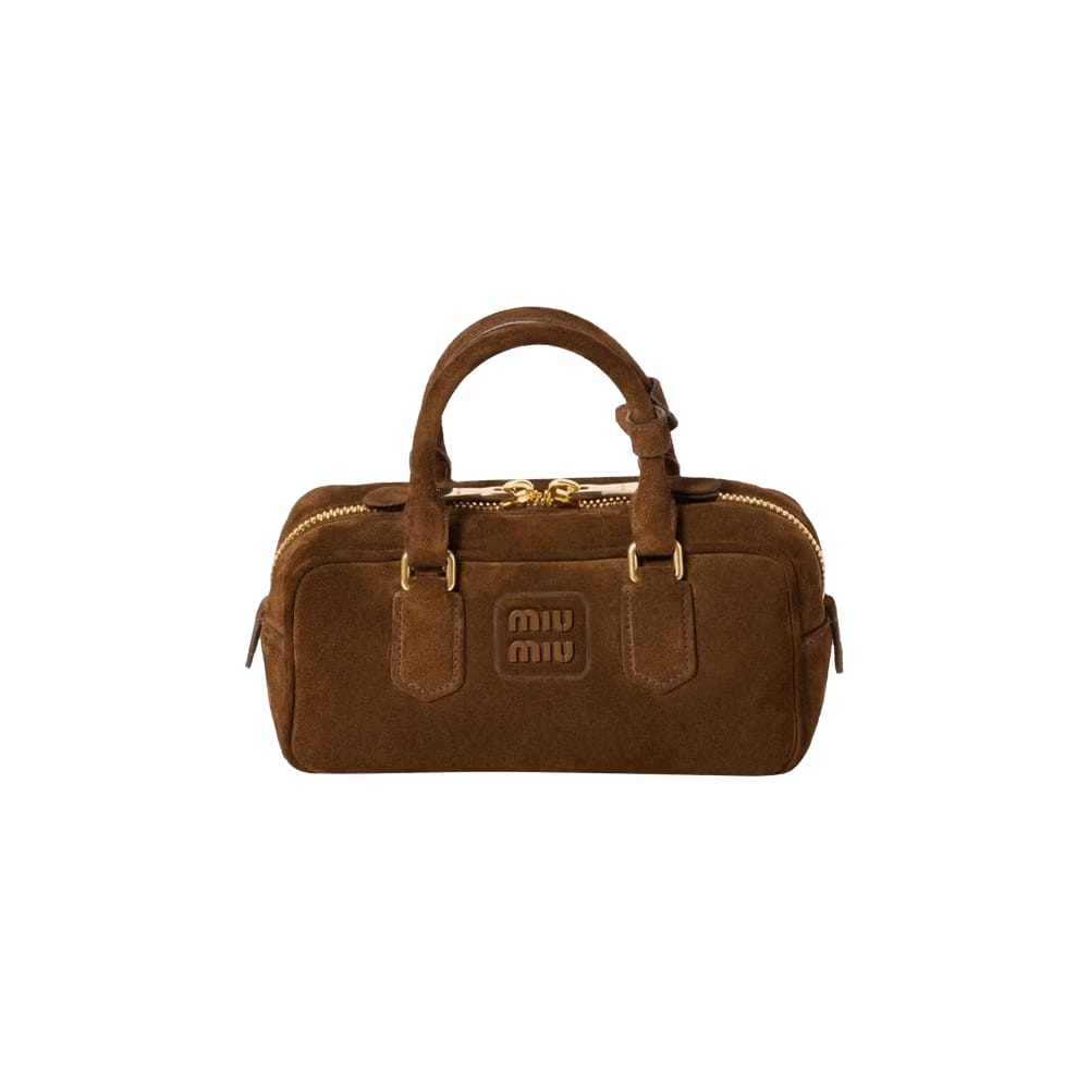 Miu Miu Arcadie Suede Top Handle Bag Cocoa Brown