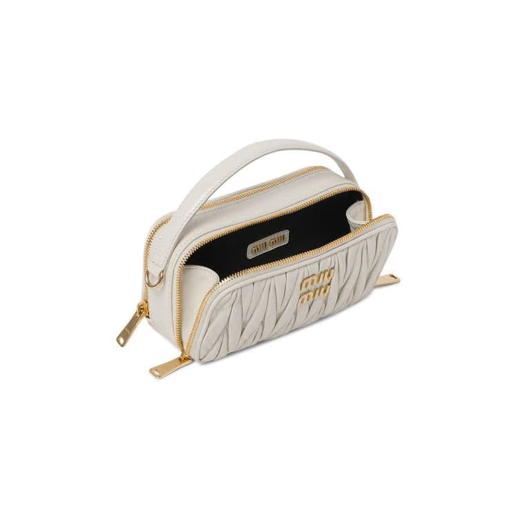 Miu Miu Matelassé Bandoliera Handbag White