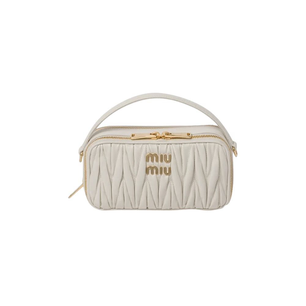 Miu Miu Matelassé Bandoliera Handbag White