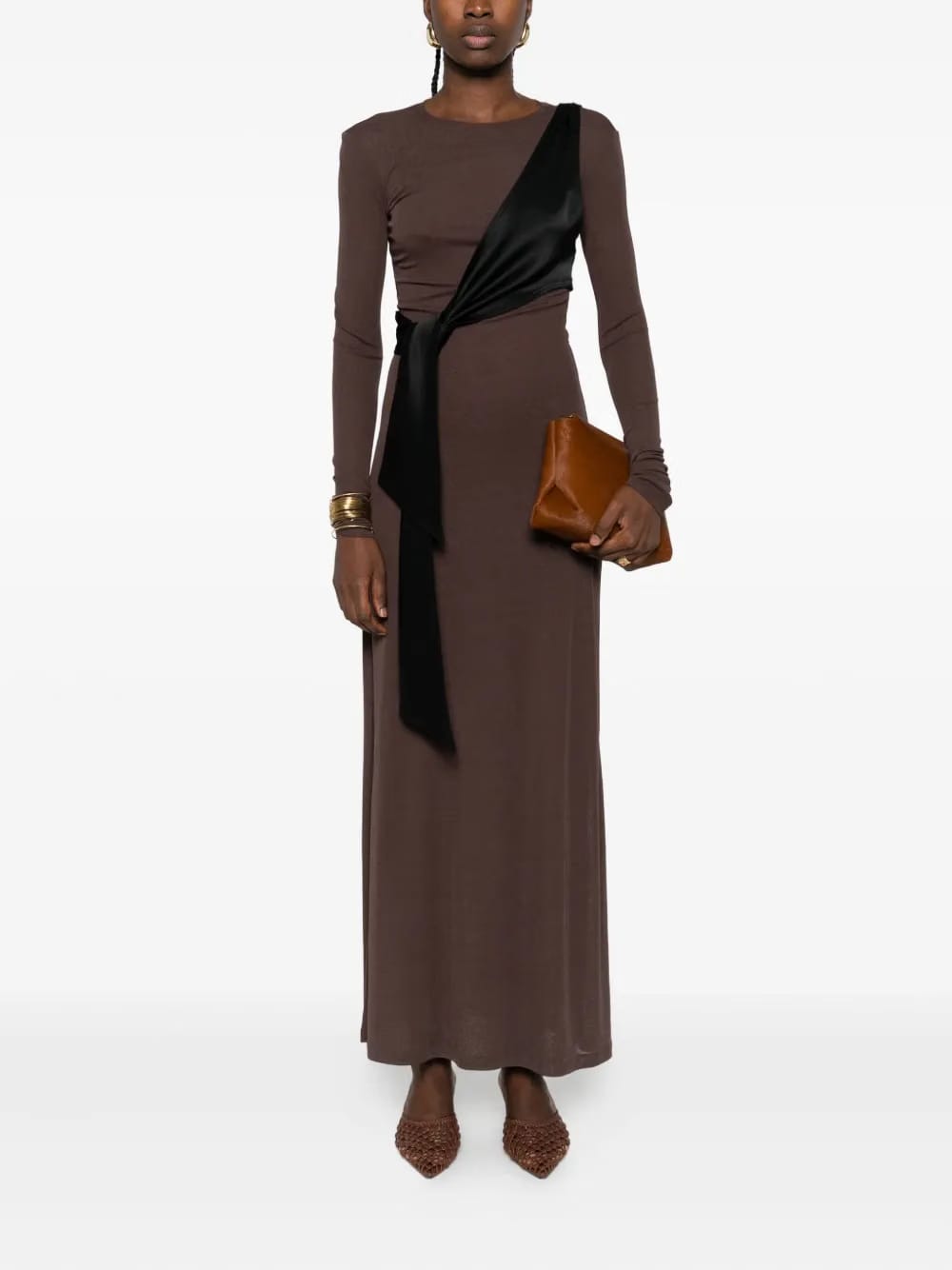 draped tie-belt dress