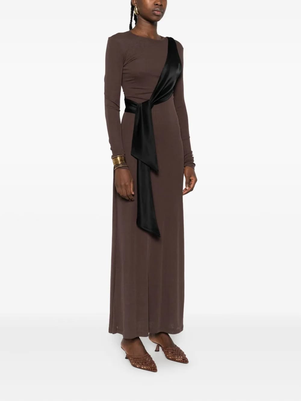 draped tie-belt dress