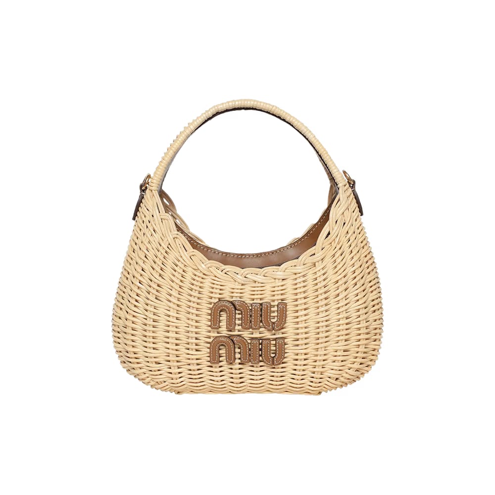 Miu Miu Wander Wicker Handbag Natural/Caramel