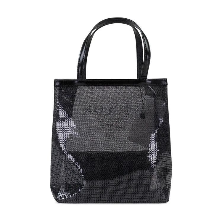 Prada Logo Mesh Tote Bag Black
