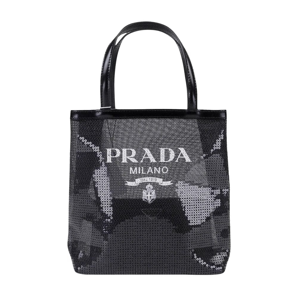 Prada Logo Mesh Tote Bag Black