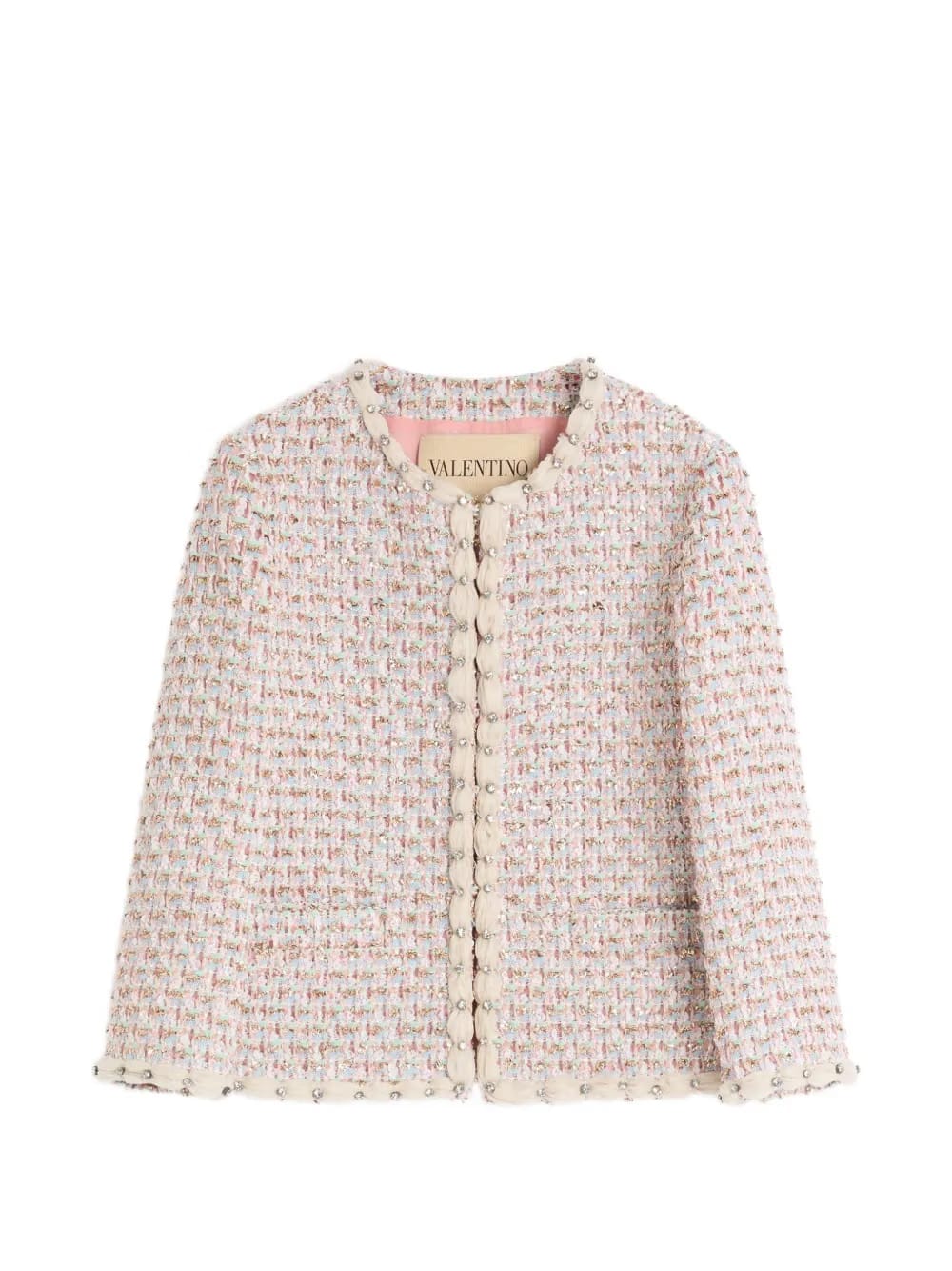 Ribbon embroidered tweed jacket