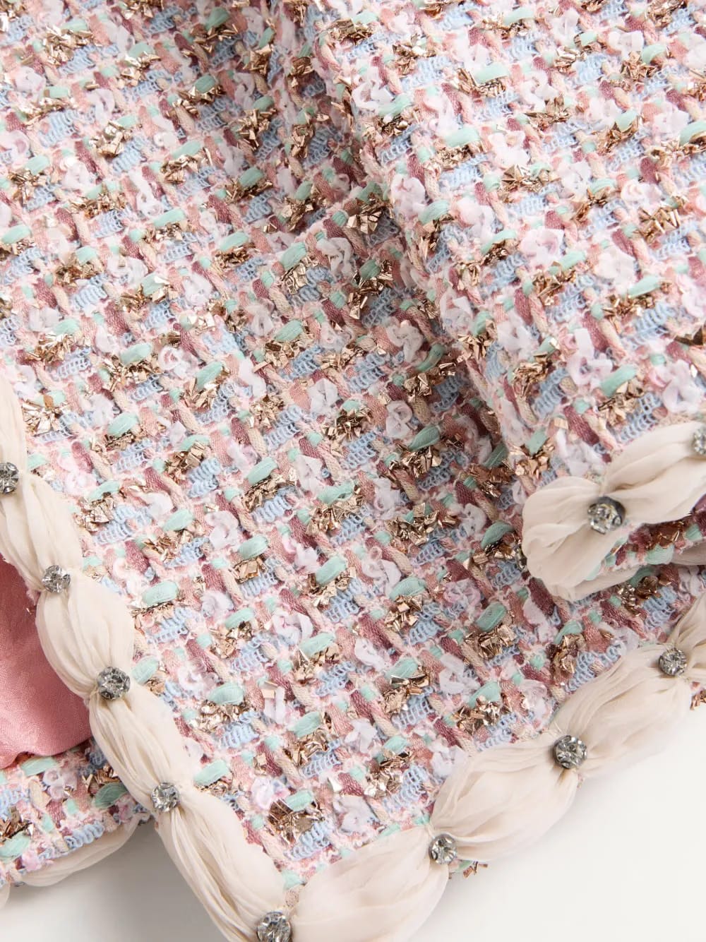 Ribbon embroidered tweed jacket