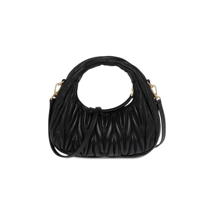 Miu Miu Matelassé Nappa Leather Hobo Mini Bag Black