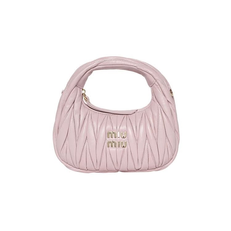 Miu Miu Wander Matelass� Nappa Leather Hobo Mini Bag Pink
