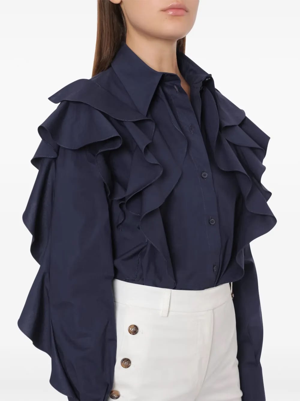 ruffle-detailing shirt