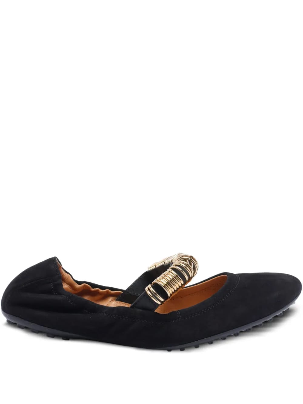 ring-detail suede ballet flats