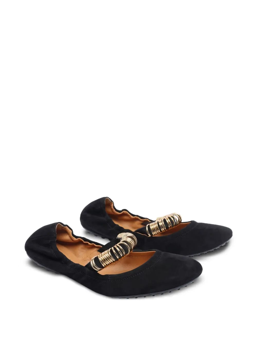 ring-detail suede ballet flats