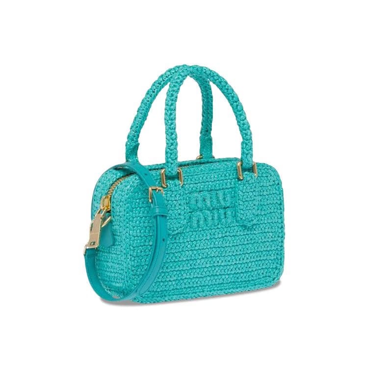 Miu Miu Crochet Top Handle Bag Jade Green
