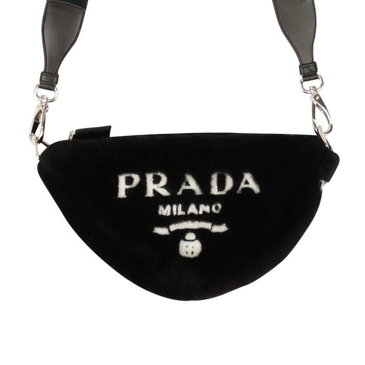 Prada Crystal Fabric Handbag Black