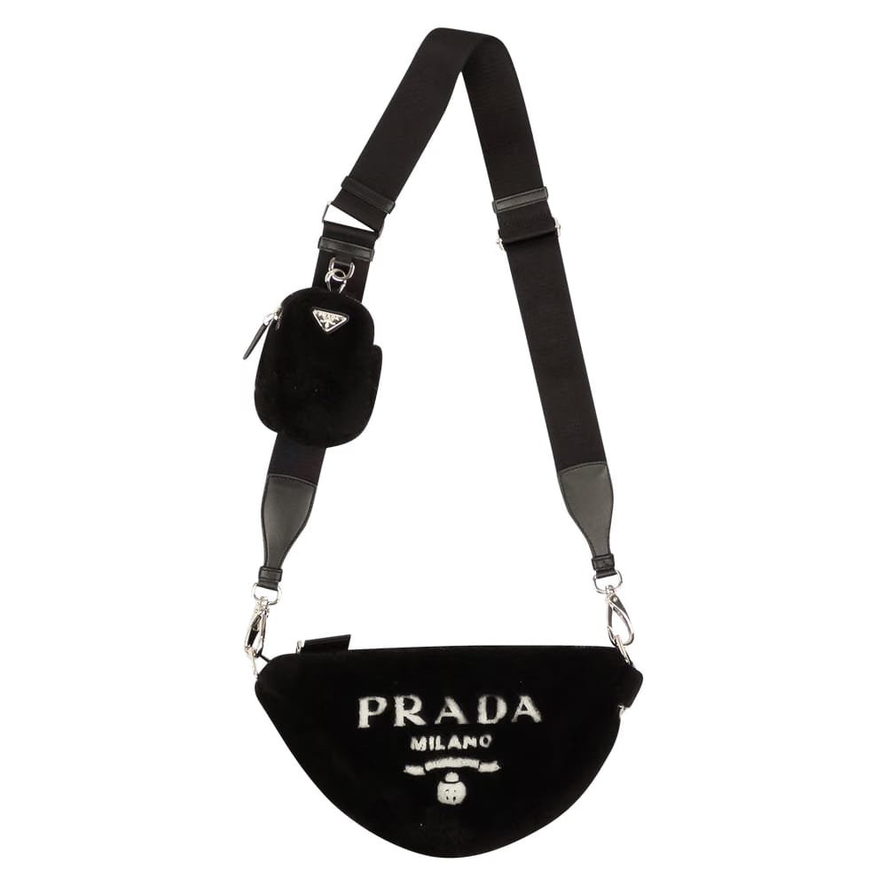 Prada Crystal Fabric Handbag Black