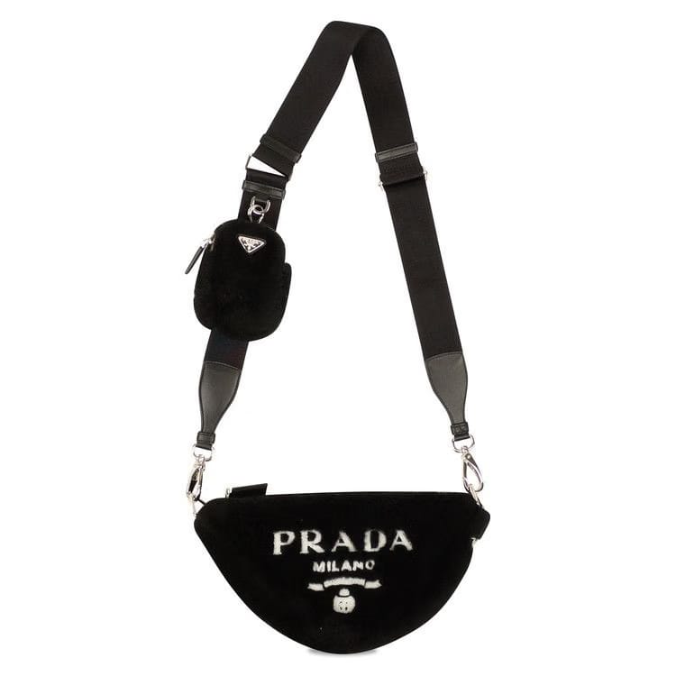 Prada Crystal Fabric Handbag Black
