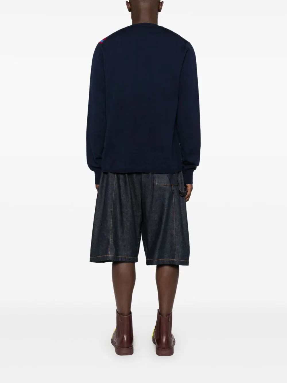 attached-scarf sweater