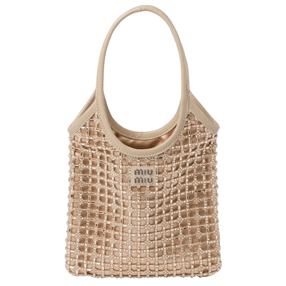 Miu Miu Rete Starlight Crystal Tote Bag Sabbia