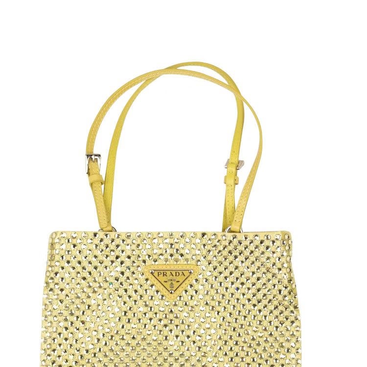 Prada Satin Crystal Handbag Yellow