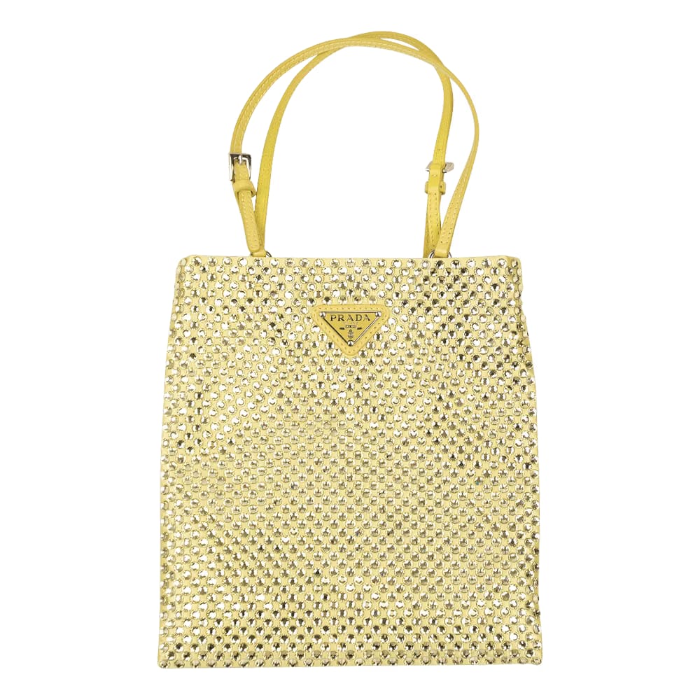Prada Satin Crystal Handbag Yellow