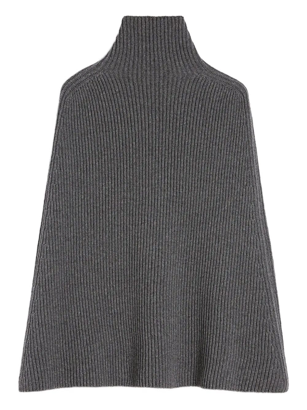 high-neck ribbed cape