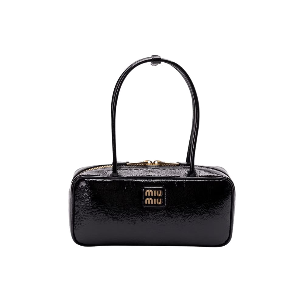 Miu Miu Beau Leather Patchwork Bag Black
