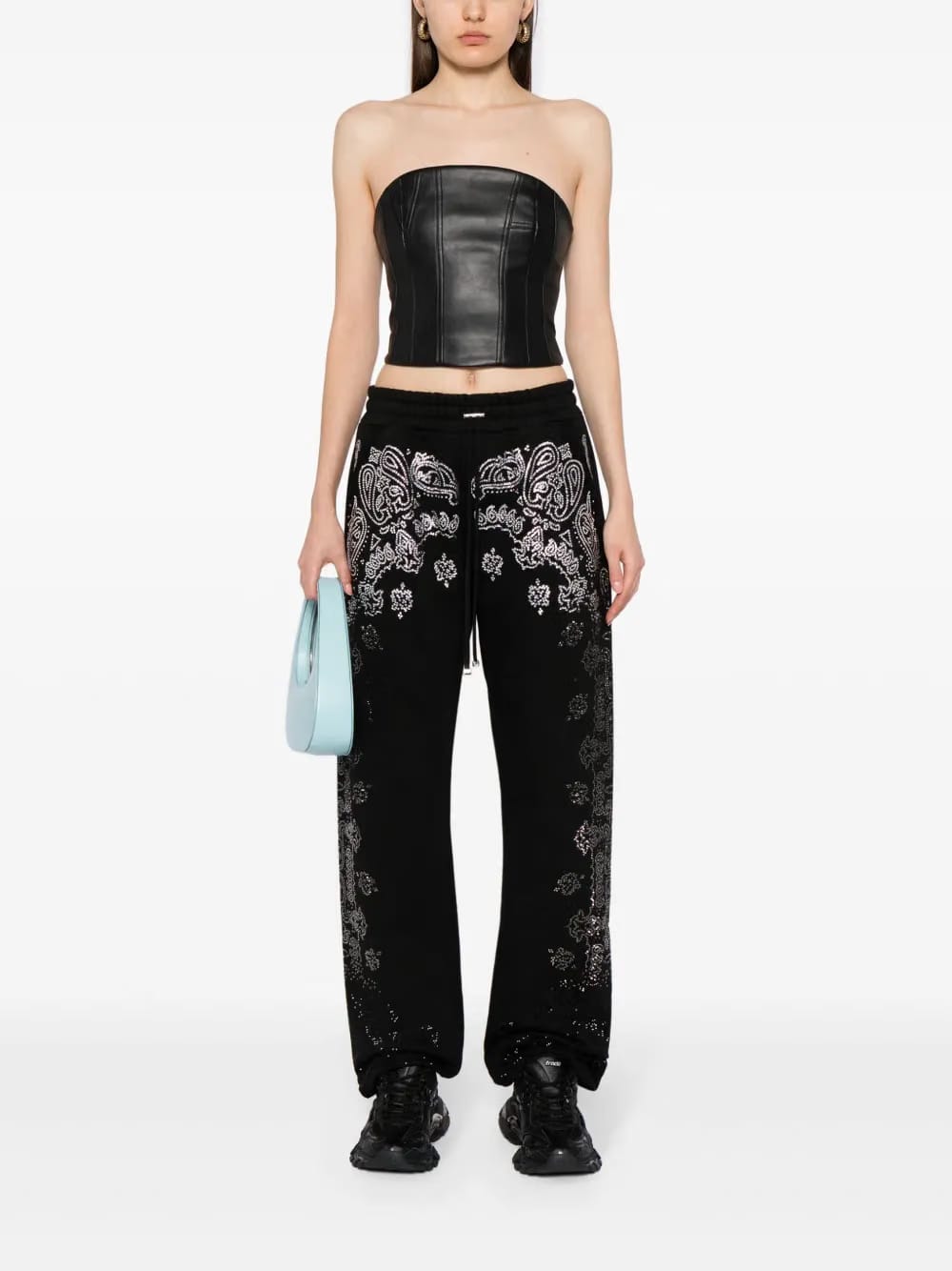 crystal-embellished bandana track pants