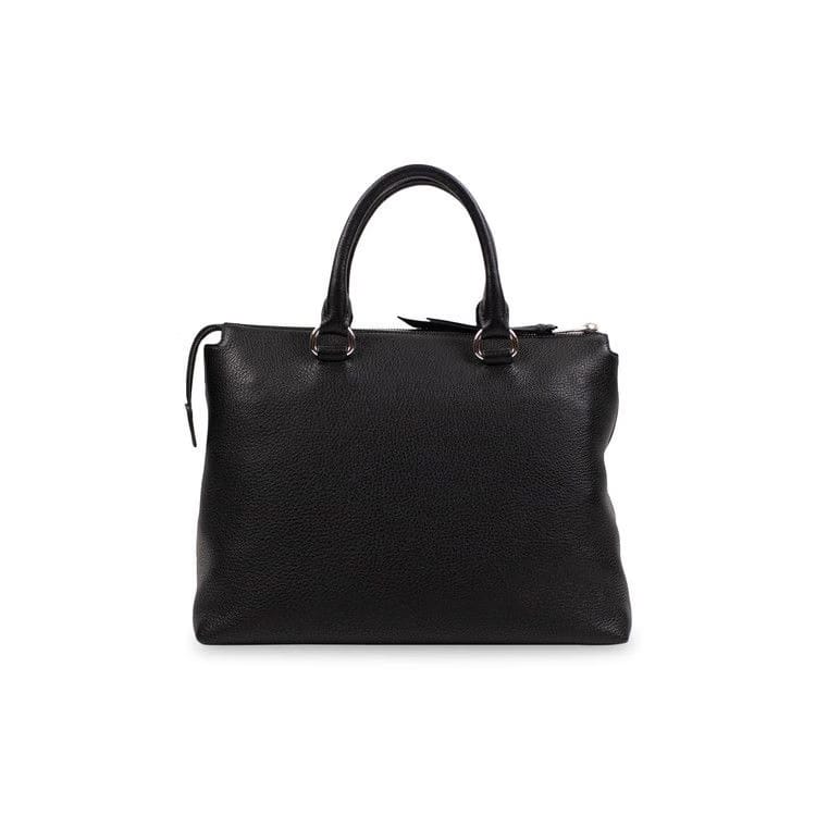 Prada Calf Leather Dual Top Handle Medium Handbag Tote Black