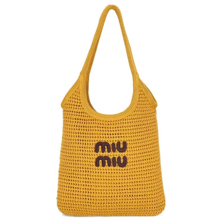 Miu Miu Woven Shopping Bag Ochre/Cacao
