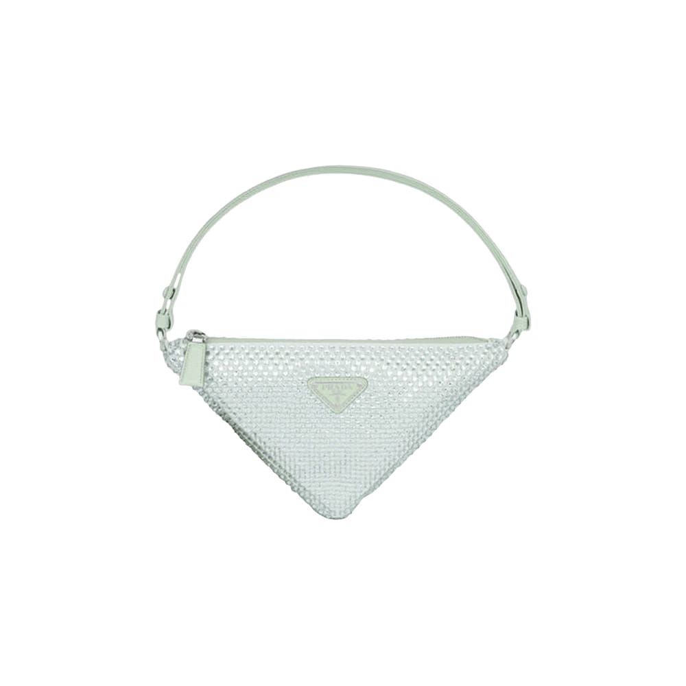 Prada Crystal Studded Satin Pouch Mint Green