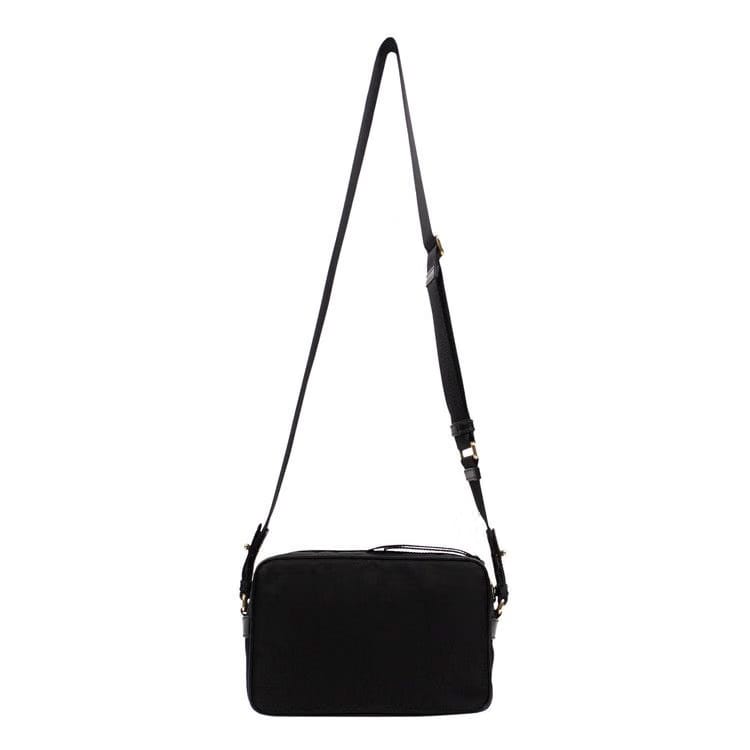 Prada Nylon Gold Logo Small Cross-Body Shoulder Bag Black