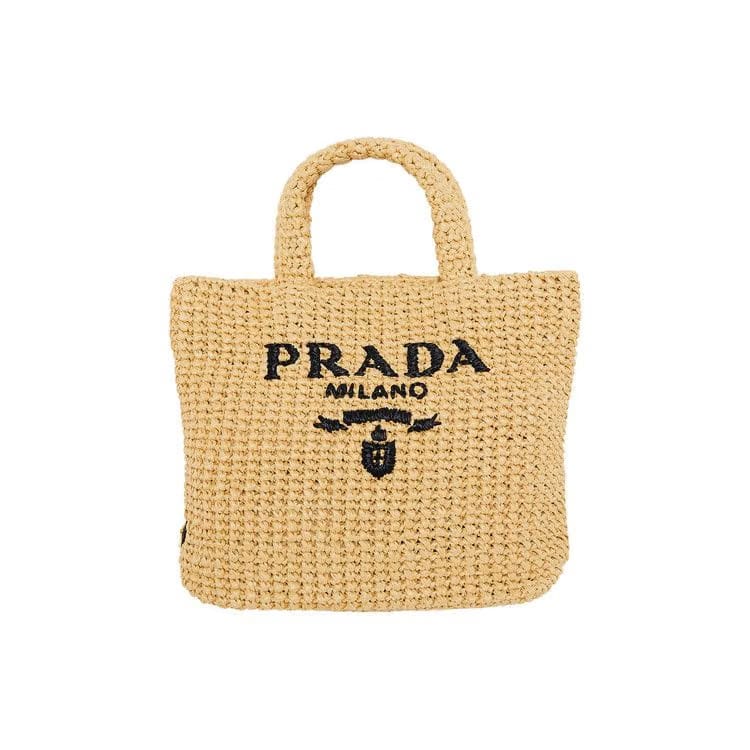 Prada Small Crochet Tote Bag Natural