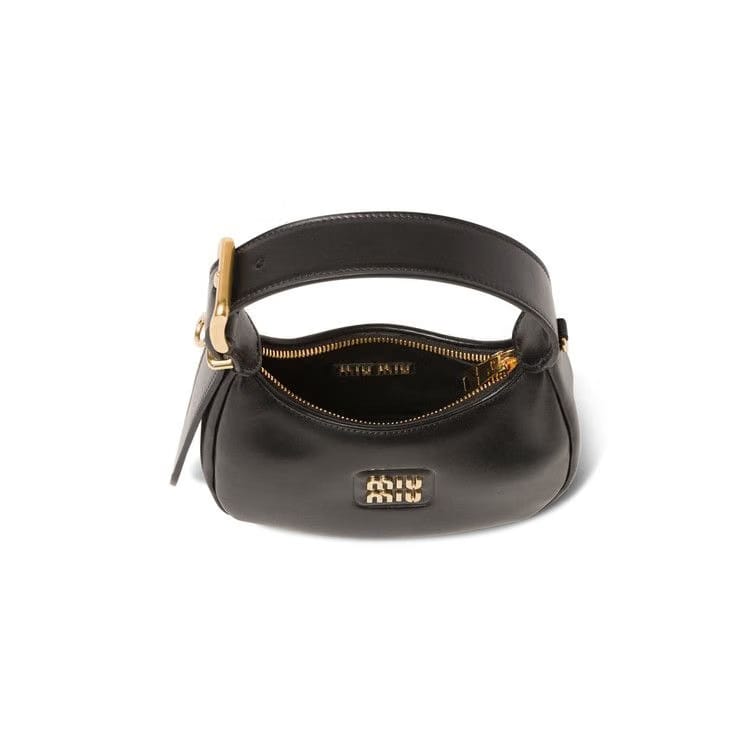 Miu Miu Leather Hobo Bag Black