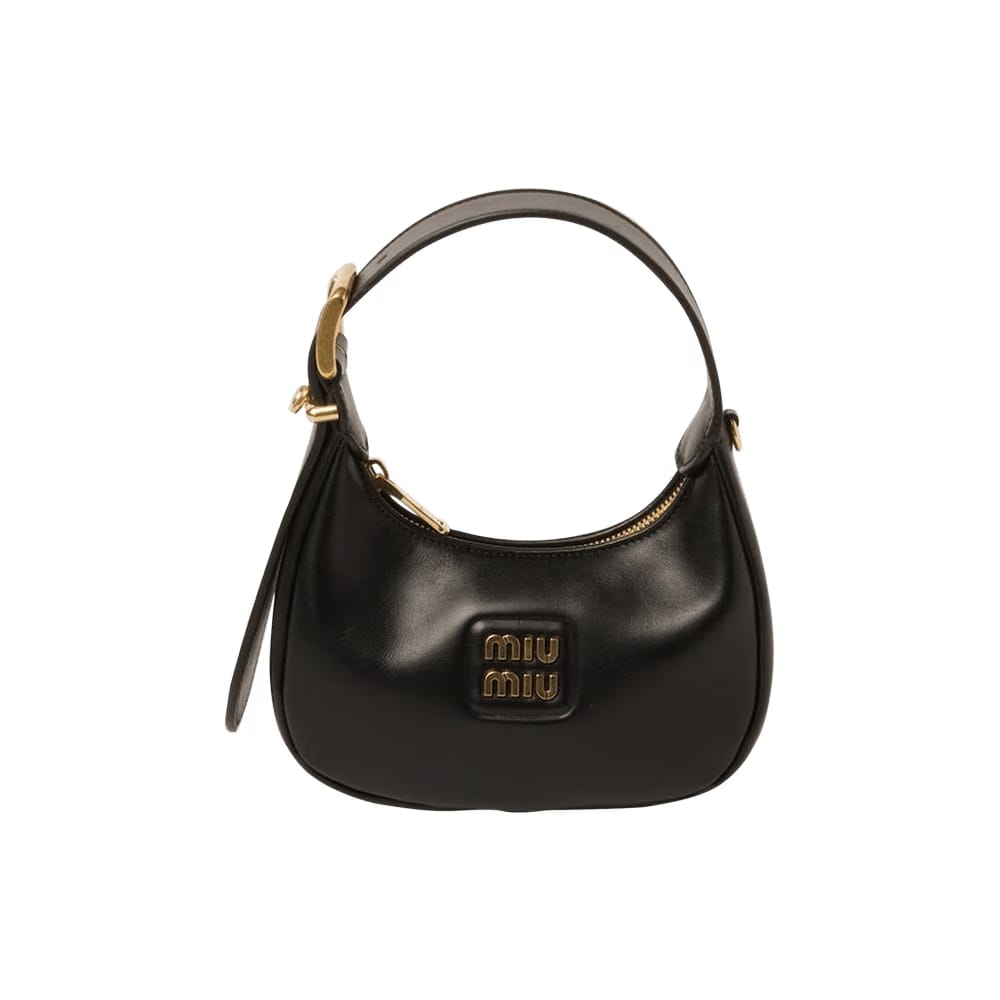 Miu Miu Leather Hobo Bag Black