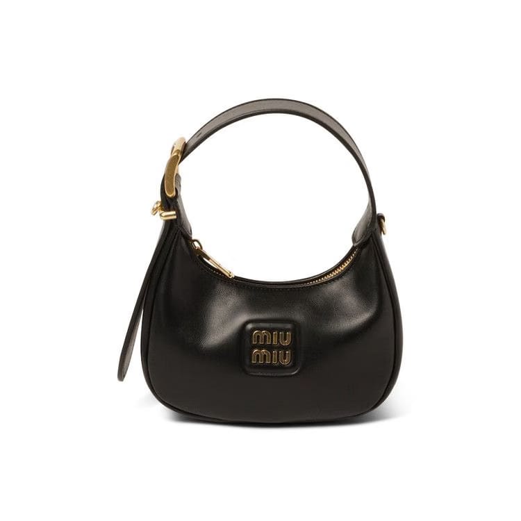 Miu Miu Leather Hobo Bag Black