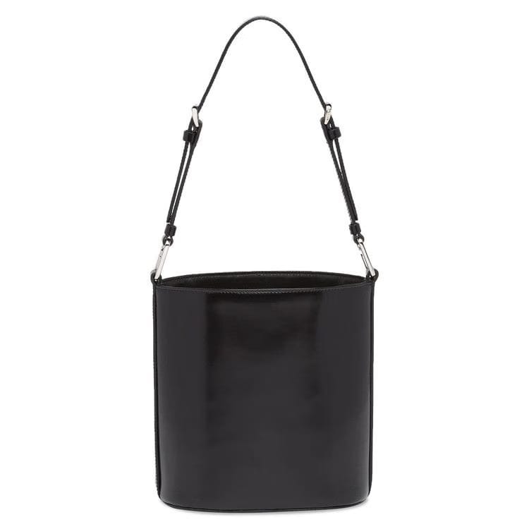 Prada Mini Brushed-Leather Bucket Bag Black