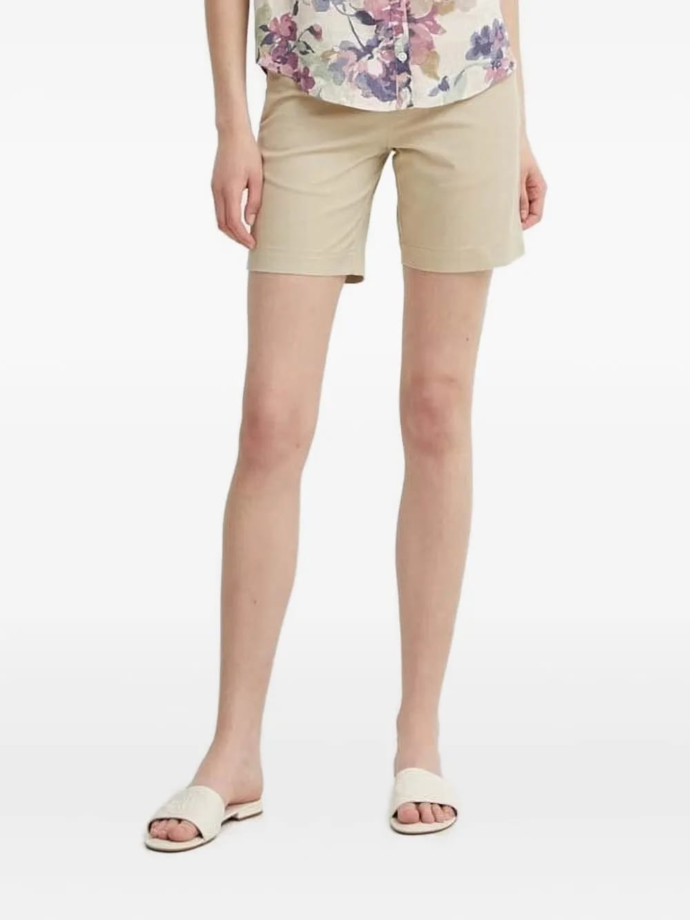 flat-front tailored shorts