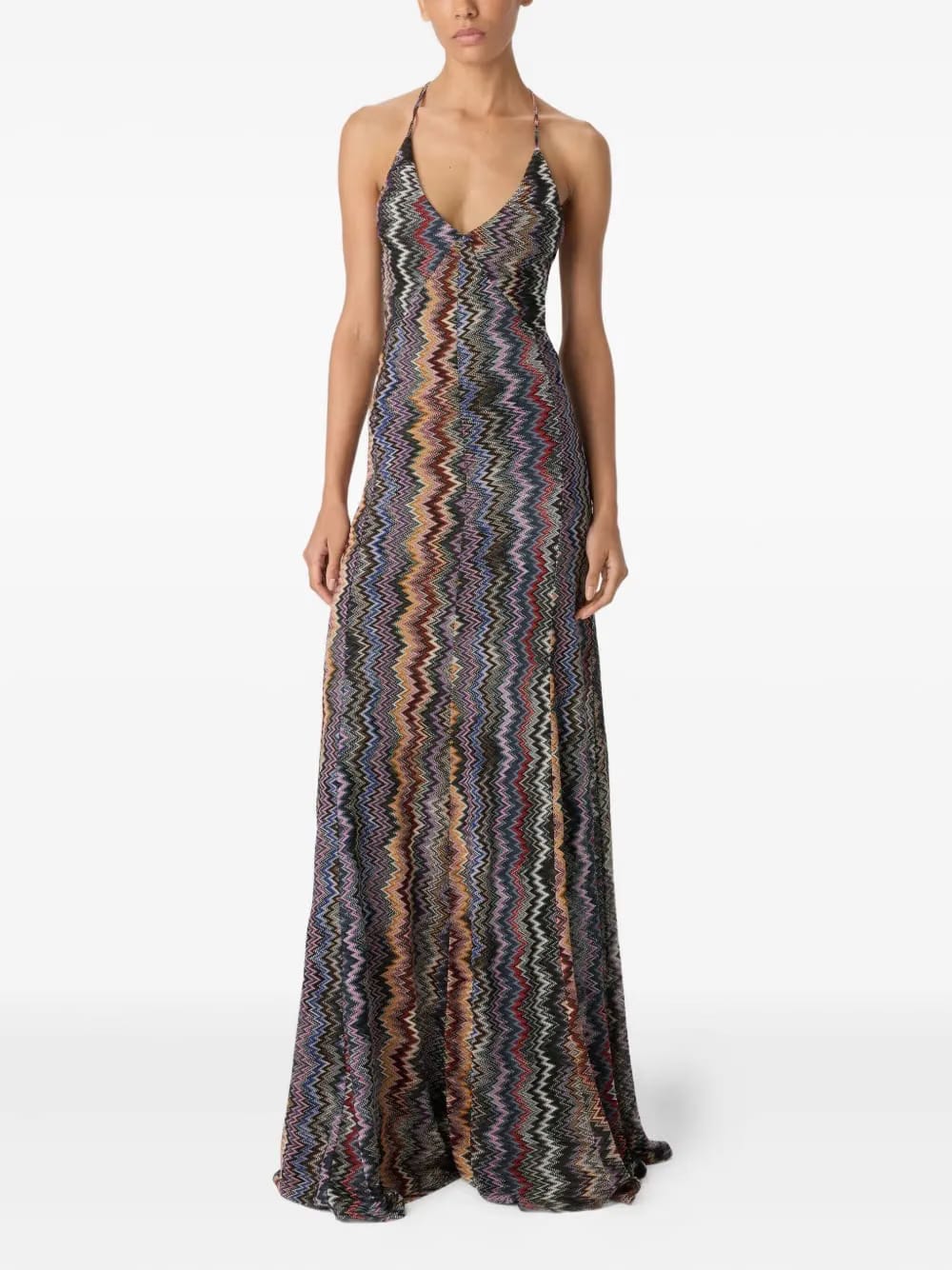 zigzag-pattern maxi dress