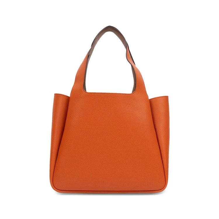 Prada Calf Leather Double Top Handle Medium Handbag Orange