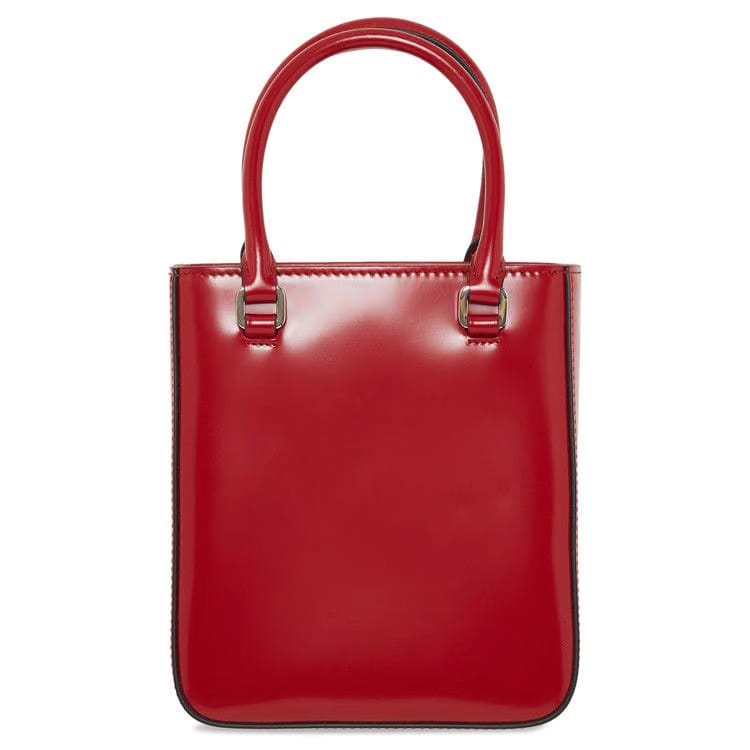 Prada Small Brushed Leather Tote Red