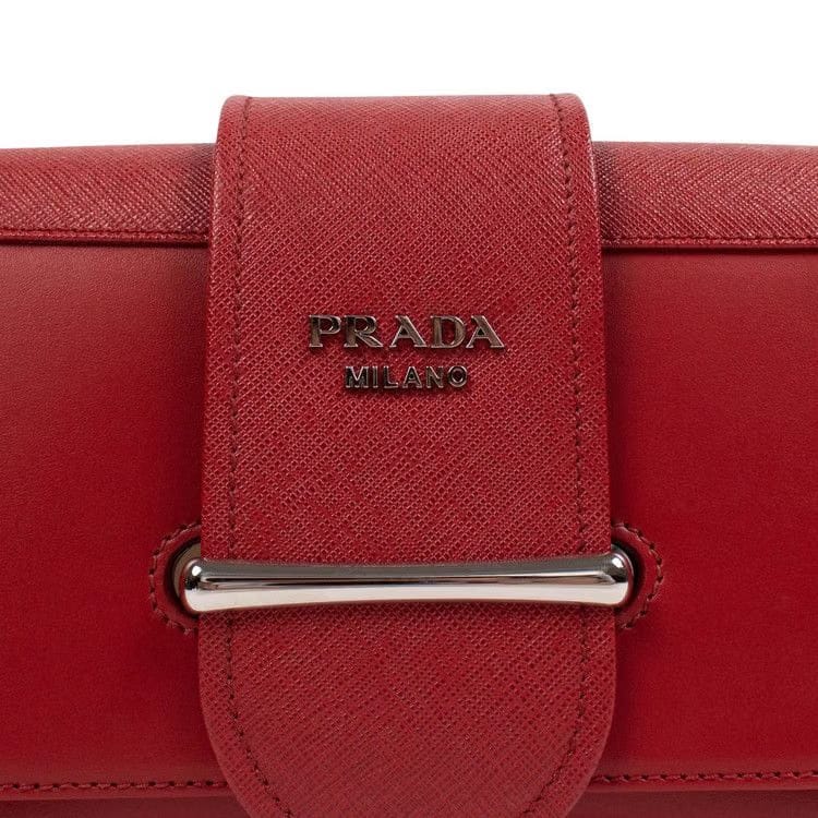 Prada Sidonie Calf Leather Small Shoulder Bag Red