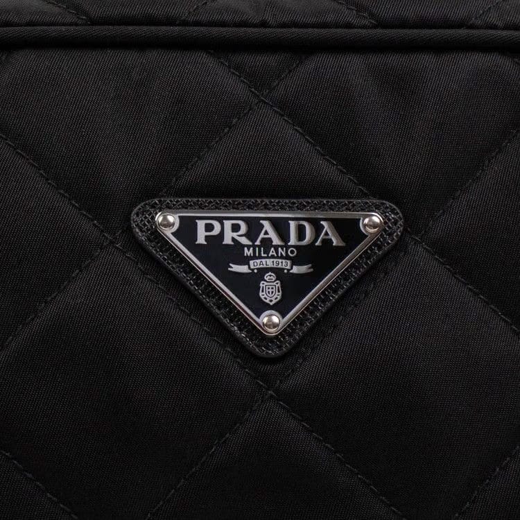 Prada Quilted Nylon Chain Shoulder Strap Medium Handbag Black