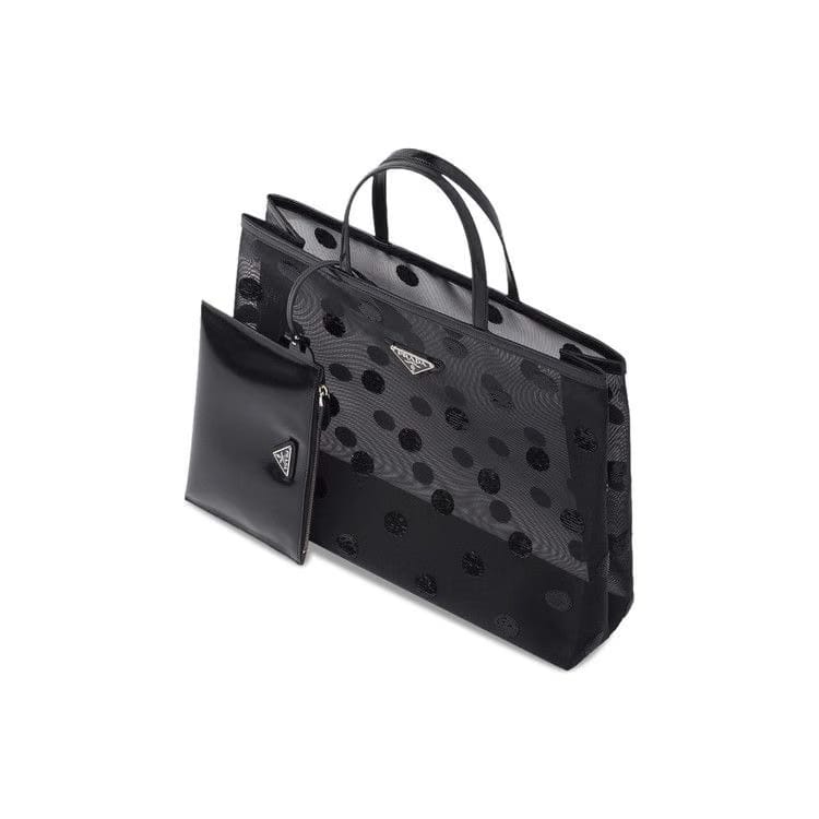 Prada Sequined Mesh Tote Bag Black