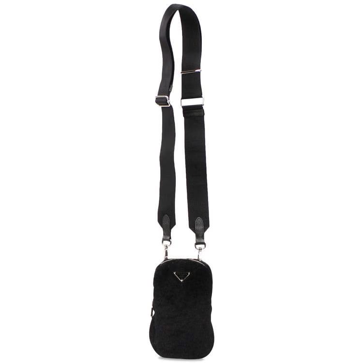 Prada Shearling Shoulder Bag Black
