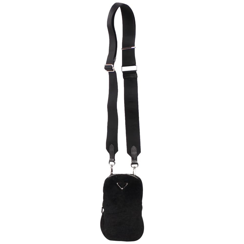 Prada Shearling Shoulder Bag Black