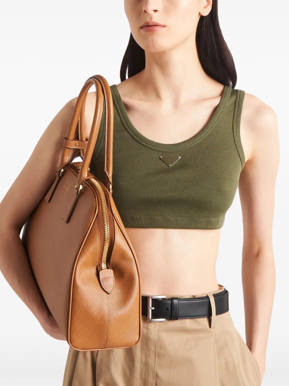 logo-plaque cotton tank top