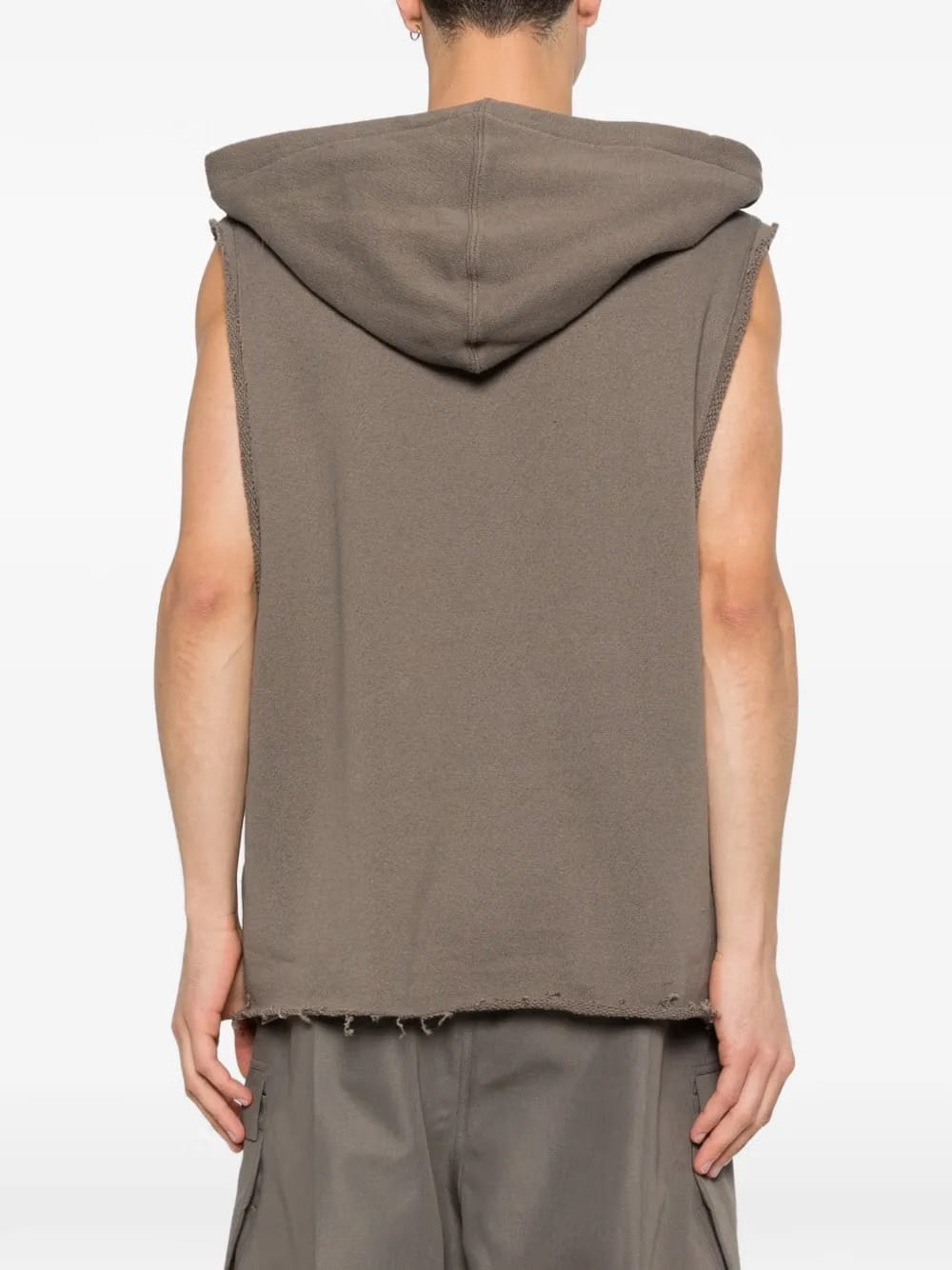 frayed hooded vest