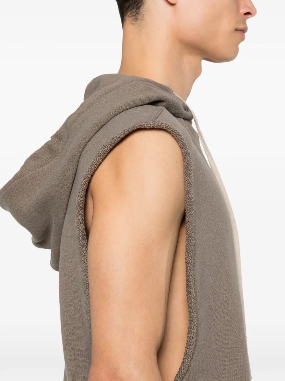 frayed hooded vest