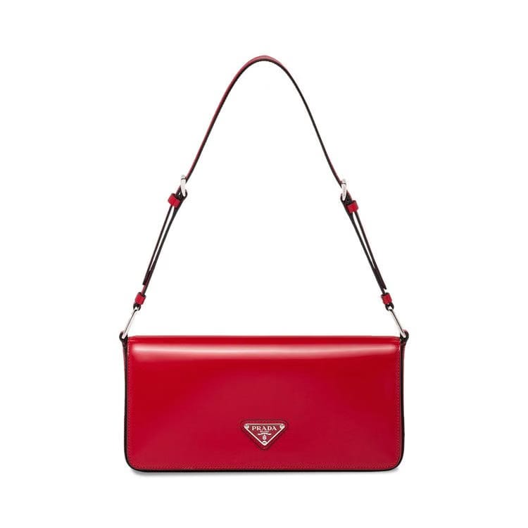 Prada Brushed Leather Prada Femme Bag Red