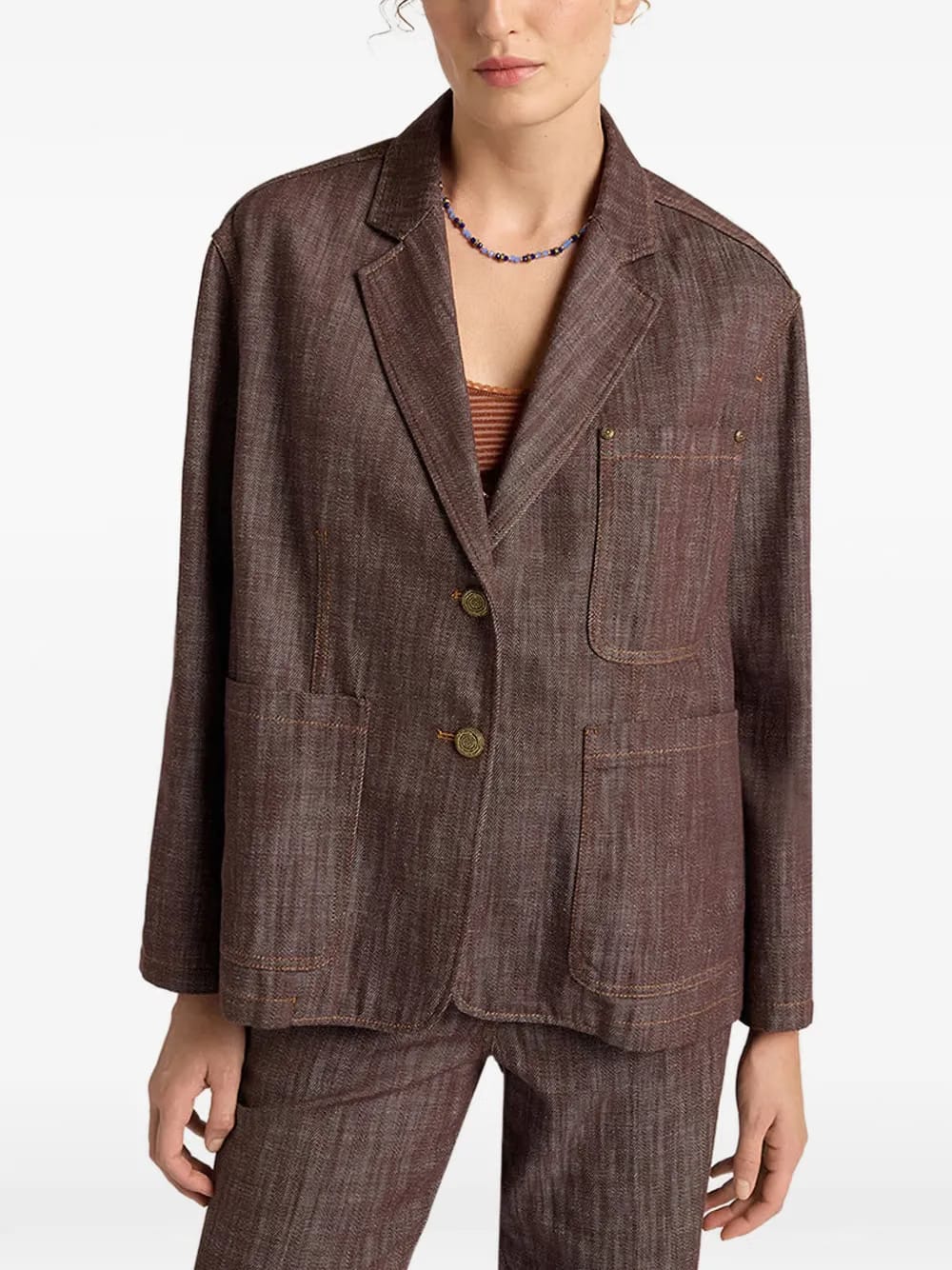 Shins single-breasted denim jacket
